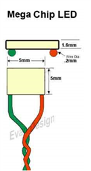 Evans Design UM1 Mega Chip LED High Brightness SMD Style w/8" Wire Leads Cool White Pkg 5
