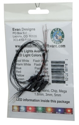 Evans Design UN3F Flashing Nano Chip LED Red w/8" Wire Leads 7-19V AC or DC Pkg 5
