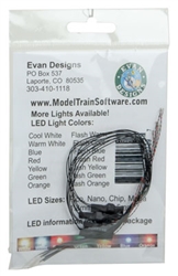 Evans Design UN3FF Fast-Flashing Nano Chip LED Red w/8" Wire Leads 7-19V AC or DC Pkg 5