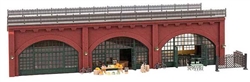 Faller 120571 HO 120571 Brick Arcades with Shops Interiors and Track Bed Kit