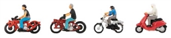 Faller 151669 HO Motorcyclists 4 Bikes & 4 Riders