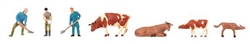 Faller 151673 HO 3 Farmers and 4 Cows