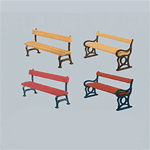 Faller 180443 HO Park Benches Assorted Colors Pkg 12