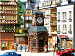 Faller 180583 HO Four-Face Clock Tower w/Newstand 2 x 2"
