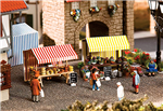 Faller 180614 HO Farmers Market Sales Tents Kit 1 Each Cheese & Flower Tents w/Accessories