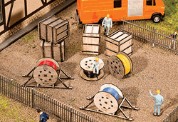 Faller 180617 HO Wood Crates & Cable Reels Kit Laser-Cut Wood