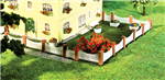 Faller 272409 N Front Garden Fencing Masonry Posts & White Fencing