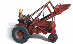 GHQ 60005 HO Farm Machinery Unpainted Metal Kit 1953 Farm Tractor w/Front Loader & Farmer Figure