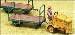 GHQ 61012 HO Clarkat Baggage Tug & Trailers Cast-Metal Kit Unpainted