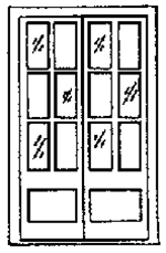 Grandt Line 5022 HO Door 6' 9" Assay Office Double Door w/12-Pane Window