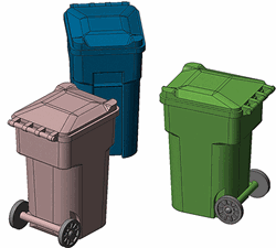 Hi-Tech 8007 HO 96-Gallon Wheeled Trash & Recycling Bin Kit Pkg 6
