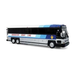 Iconic Replicas 870622 HO MCI D4000 Coach Assembled Brewster Gray Line