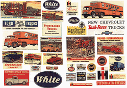 JL Innovative 243 HO Billboard Signs/Posters Printed Color Graphics 1940-1950s Truck Signs Pkg 33