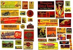 JL Innovative 245 HO Vintage Motorcycle Signs II 1920s-1950s Pkg 40