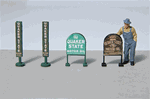 JL Innovative 472 HO Vintage Gas Station Curb Signs Quaker State Pkg 4