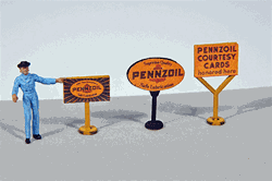 JL Innovative 473 HO Vintage Gas Station Curb Signs Pennzoil Pkg 3