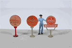 JL Innovative 474 HO Vintage Gas Station Curb Signs Kendall Pkg 3