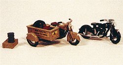JL Innovative 905 HO Motorcycles Classic 1947 Model 2-Pack 1 Stock 1 w/Service Sidecar Gas Can Tool Box Tire etc.