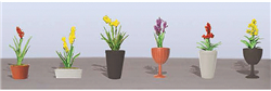 JTT 95567 HO Assorted Potted Flower Plants Set #2 Pkg 6