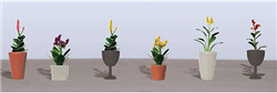 JTT 95572 O Assorted Potted Flower Plants Set #4 Pkg 6