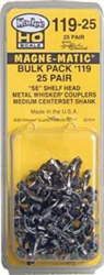Kadee 11925 HO #119 SE Shelf Whisker Scale Knuckle Couplers Kit Medium 19/64" Centerset Shank 25 Pair