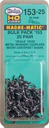 Kadee 153-25 HO #153 Whisker Scale Knuckle Couplers Kit Short 1/4" Centerset Shank 25 Pair
