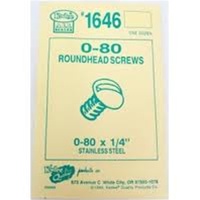 Kadee 1646 0-80 Stainless Steel Screws 0-80 x 1/4" Pkg 12