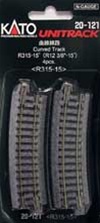 Kato 20-121 N Curved Roadbed Track Section Unitrack 15-Degree 12-3/8" Radius Pkg 4