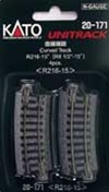 Kato 20-171 N Curved Track R216mm 15-Degree Pkg 4