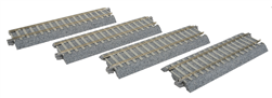 Kato 2-141 HO Straight Track w/Concrete Ties Unitrack 4-7/8" Pkg 4