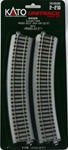 Kato 2-210 HO Curved Track 2-2.5-Degree Radius Pkg 4 Unitrack 2-1-5/8"
