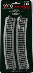 Kato 2-210 HO Curved Track 2-2.5-Degree Radius Pkg 4 Unitrack 2-1-5/8"