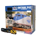 Kato 30-3007 HO Amtrak P42 Superliner Starter Set Standard DC Amtrak #203  Lifesaver Viewliner Baggage 2 Superliners Unitrack Oval Power Pack