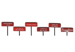 Labelle 7652 N Burma Shave Sign Set Pkg 6 Set #2 Trains Don't Whistle...