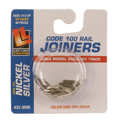 Life-Like 3009 HO Rail Joiners pkg(48) Nickel Silver For Code 100 Track LIF3009 Life-Like