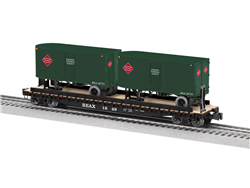 Lionel 2426730 O PS-4 50' TOFC Flatcar w/2 20' Piggyback Trailers 3-Rail Railway Express Agency #1649