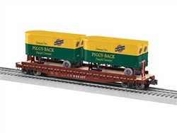 Lionel 2526370 O Intermodal TOFC Flatcar w/2 Trailers 3-Rail Chicago & North Western #44017 Boxcar Red yellow & green trailers