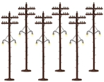 Lionel 637995 O Scale Telephone/Utility Poles w/Lights Kit Kit 7-1/2" Tall Pkg 6 434-637995