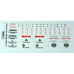 Lonestar 12021 HO Vehicle Decal Set Weyerhaeuser Boise Cascade Hillside Walton & Sons Home Builder Supply