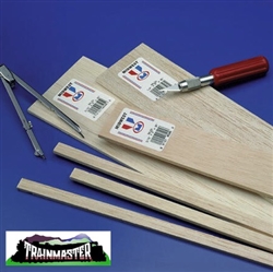 Midwest 6306 Wood Sheet Balsa 3" Wide x 36" Long 1/4" Thick pkg 5