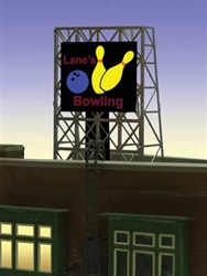 Micro Structures 338955 Bowling Rooftop Billboard Light Works USA Small for N & Z Scales
