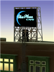 Micro Structures 338960 Moon Cafe Flashing Neon Rooftop Billboard Light Works USA Small for N&Z Scales