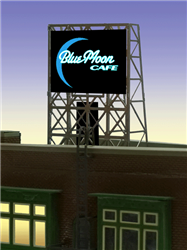 Micro Structures 338960 Moon Cafe Flashing Neon Rooftop Billboard Light Works USA Small for N&Z Scales
