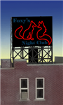 Micro Structures 339010 Foxy's Night Club Animated Neon Rooftop Billboard For N & Z Scales
