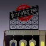 Micro Structures 440202 Chicago & North Western Animated Neon Billboard Light Works USA Small