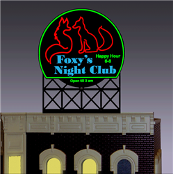 Micro Structures 442252 Foxy's Night Club Animated Neon Rooftop Billboard For HO & N Scales