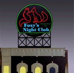 Micro Structures 882251 Foxy's Night Club Animated Neon Rooftop Billboard For O & S Scales