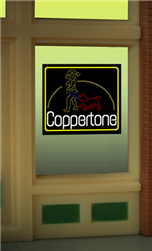 Micro Structures 8830 Coppertone Flashing Neon Window Sign Light Works USA For HO/O Scales