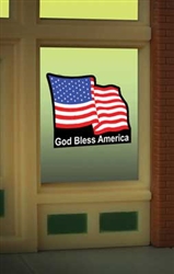 Micro Structures 9095 U.S. Flag Animated Neon Window Sign Oversized Clear BackGround
