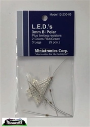 Miniatronics 12-230-05 Bi-Directional (LEDs) 1/8" 3mm Diameter Red/Green 3 Leg Style